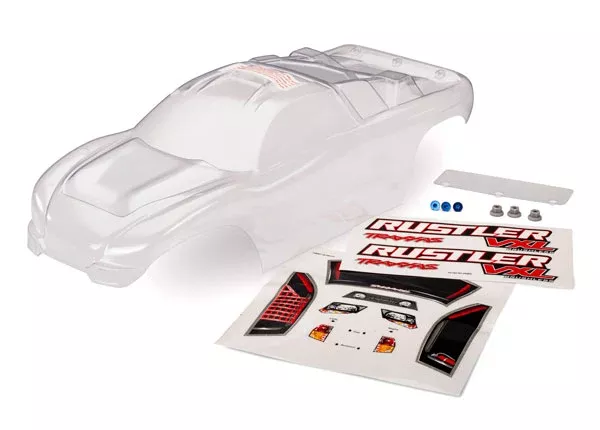 Traxxas 3714 Clear Body with Decal Sheet for 2WD Rustler