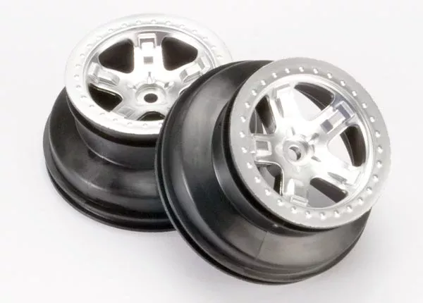 Traxxas 5872 SCT Satin Chrome Beadlock Style Wheels for Slash 4x4 F/R or 2WD Rear