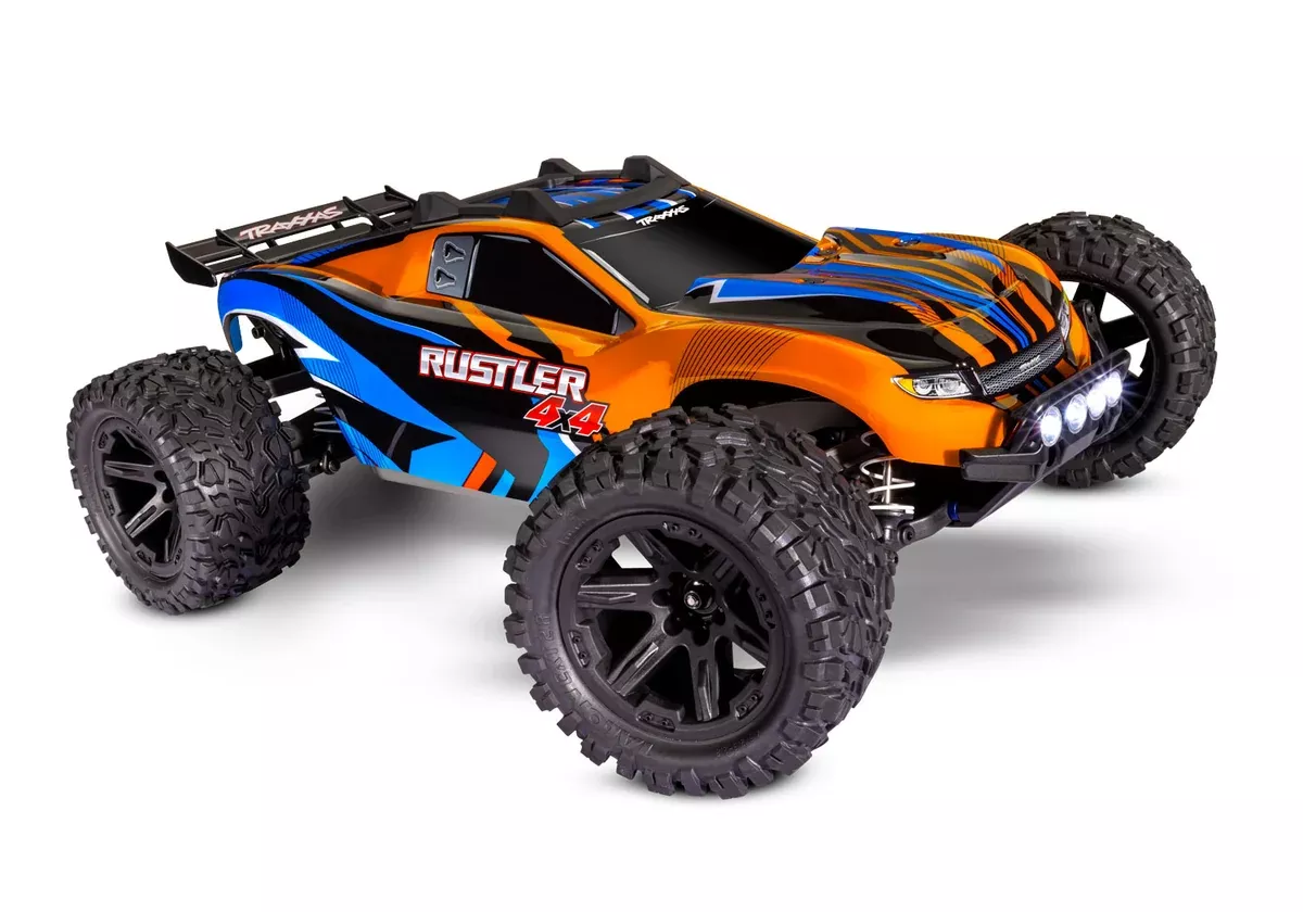 Traxxas 67064-61 Orange Rustler 4x4 XL-5 Brushed 1/10 Stadium Truck with LED Lights