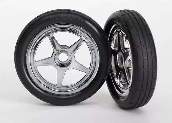 Traxxas 6975 5 Spoke Wheels and Tires for Drag or Funny Car