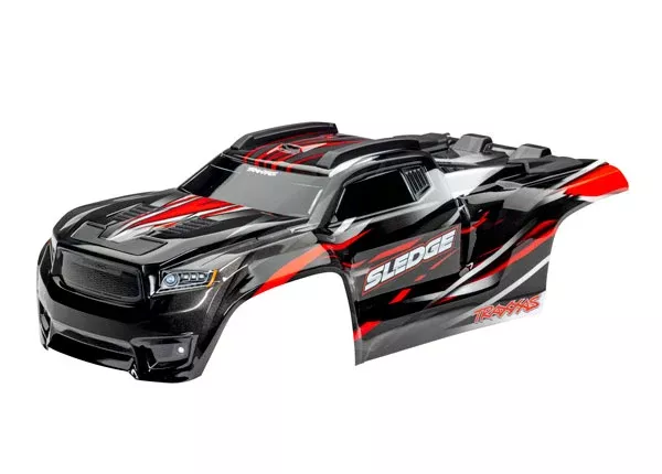 Traxxas 9511R Red Body with Body Support for Clipless Mounting fits Sledgeโข