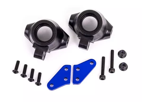 Traxxas 9637X Blue Aluminum Left and Right Steering Blocks for Sledge™