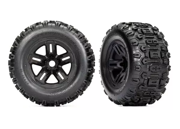 Traxxas 9672 Sledgehammer Tires on Black 3.8 Wheels for Sledge™ 1 Pair