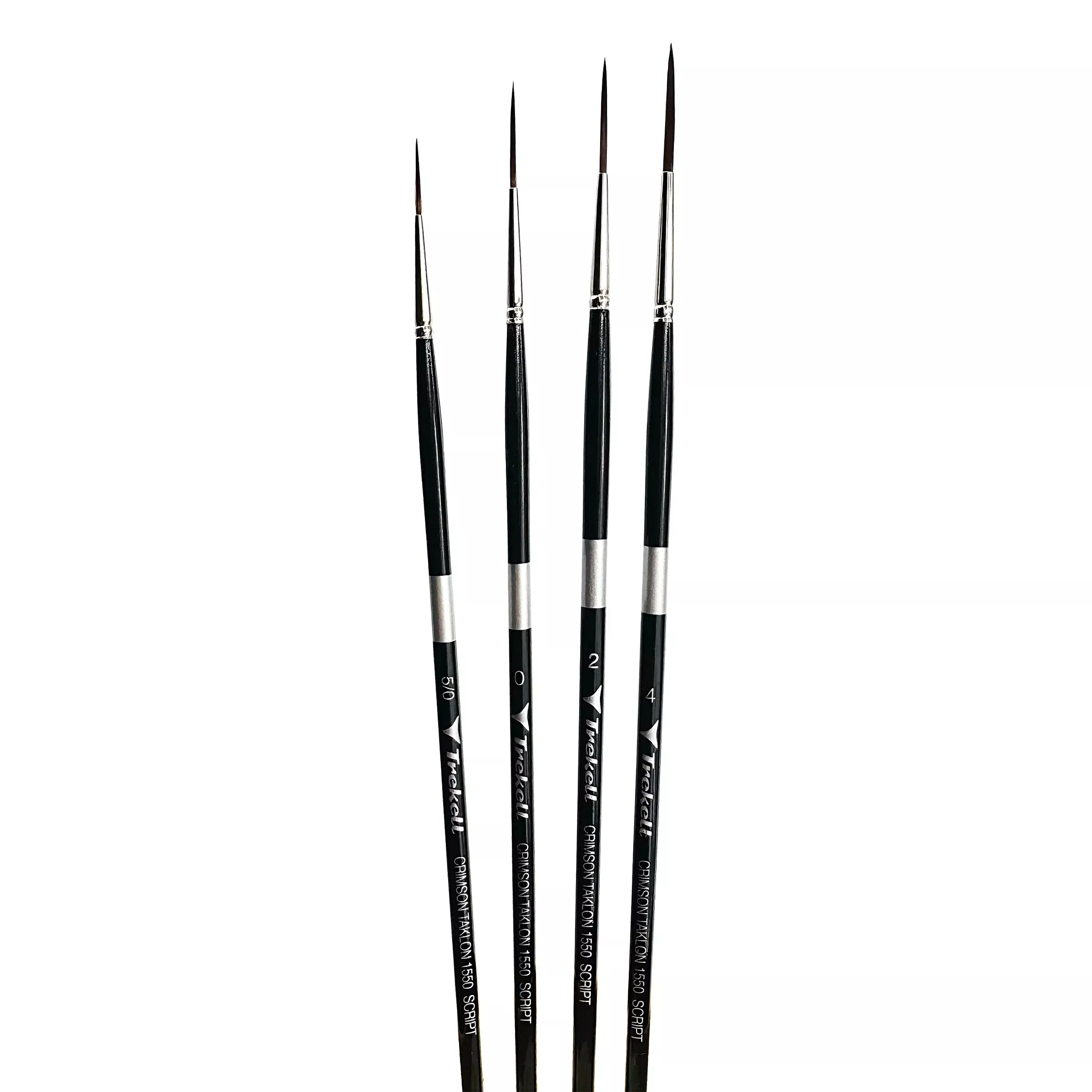 Trekell Crimson Taklon Long Handle Artist Brush - Complete Set - Script/Rigger