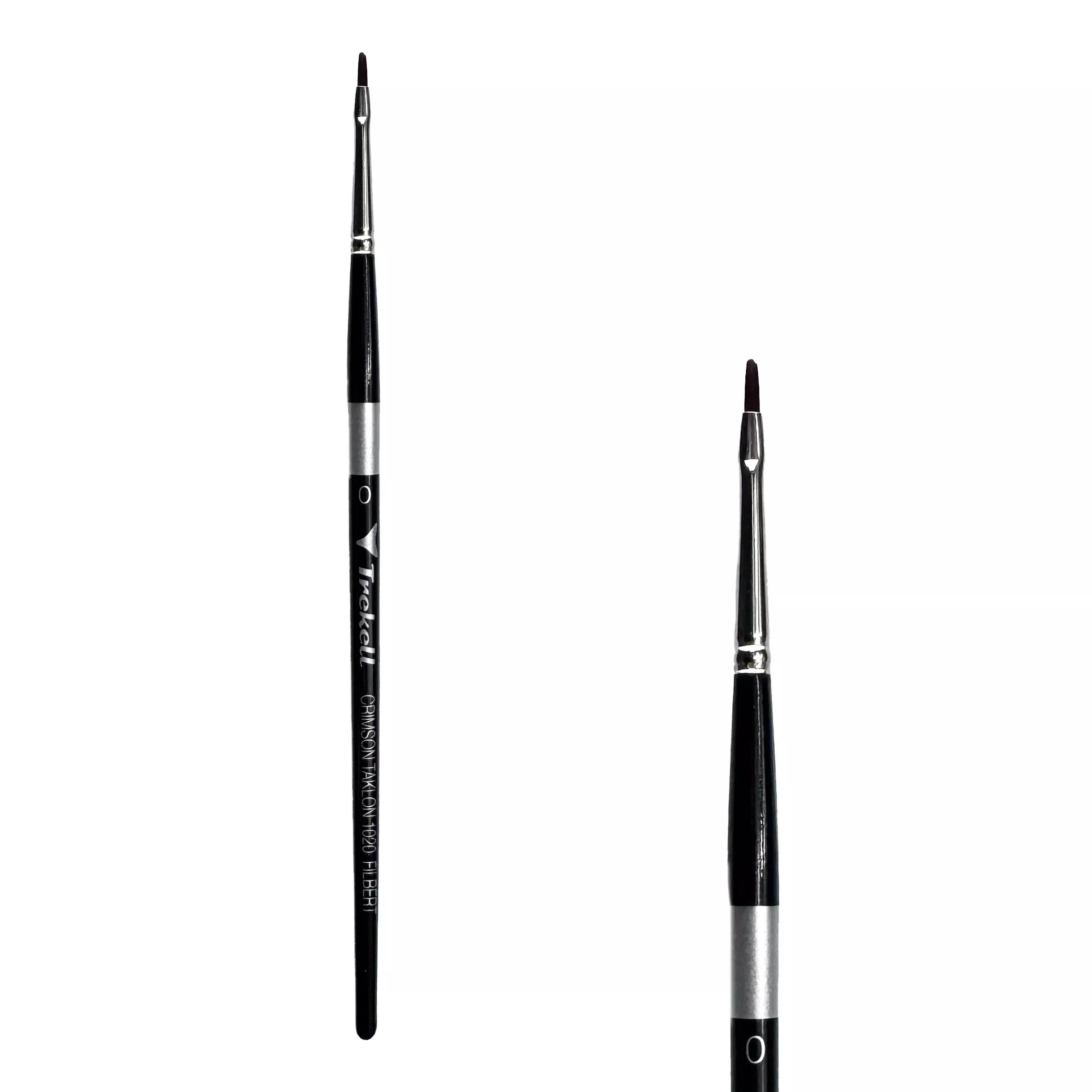 Trekell Crimson Taklon Short Handle Artist Brush - Size #0 Filbert