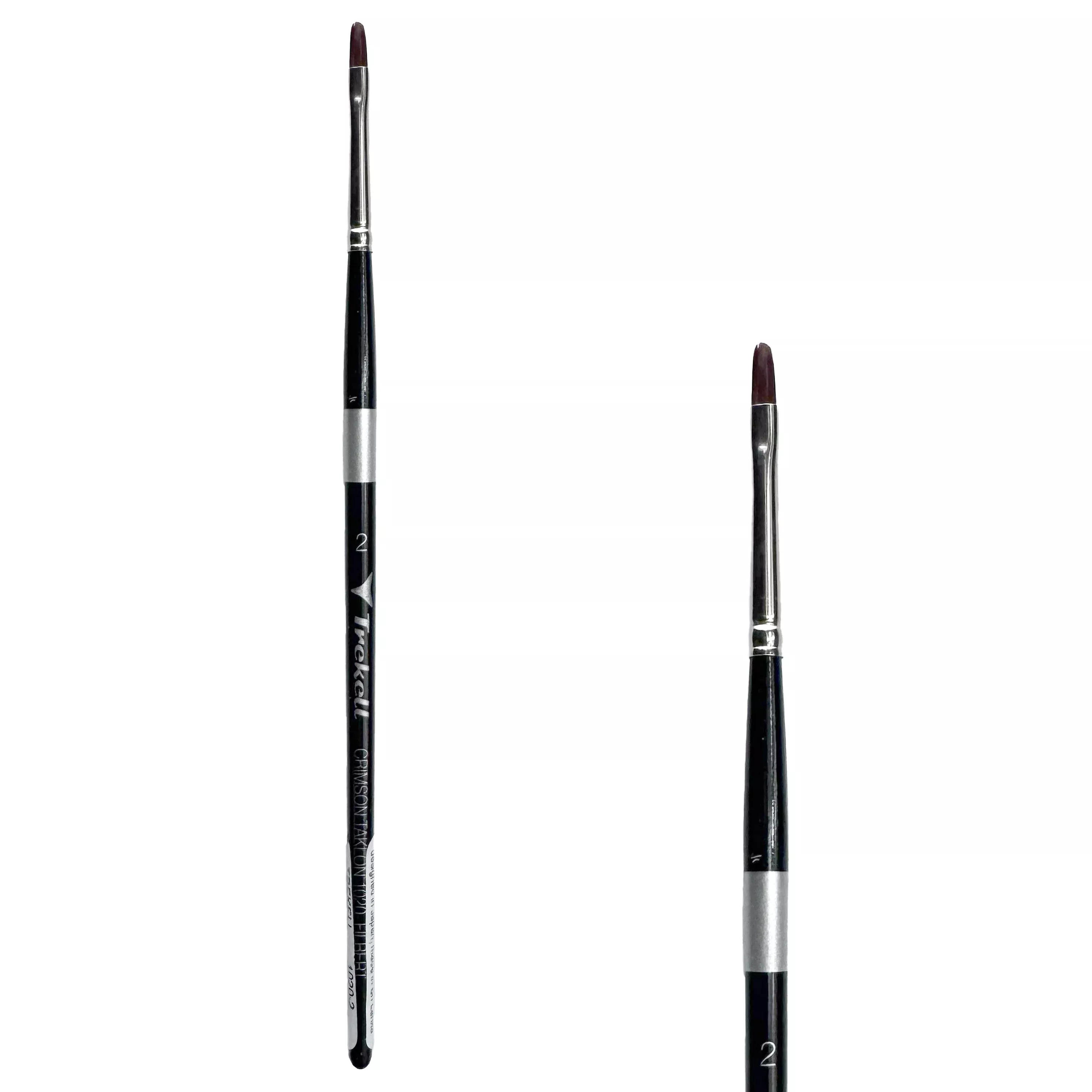 Trekell Crimson Taklon Short Handle Artist Brush - Size #2 Filbert