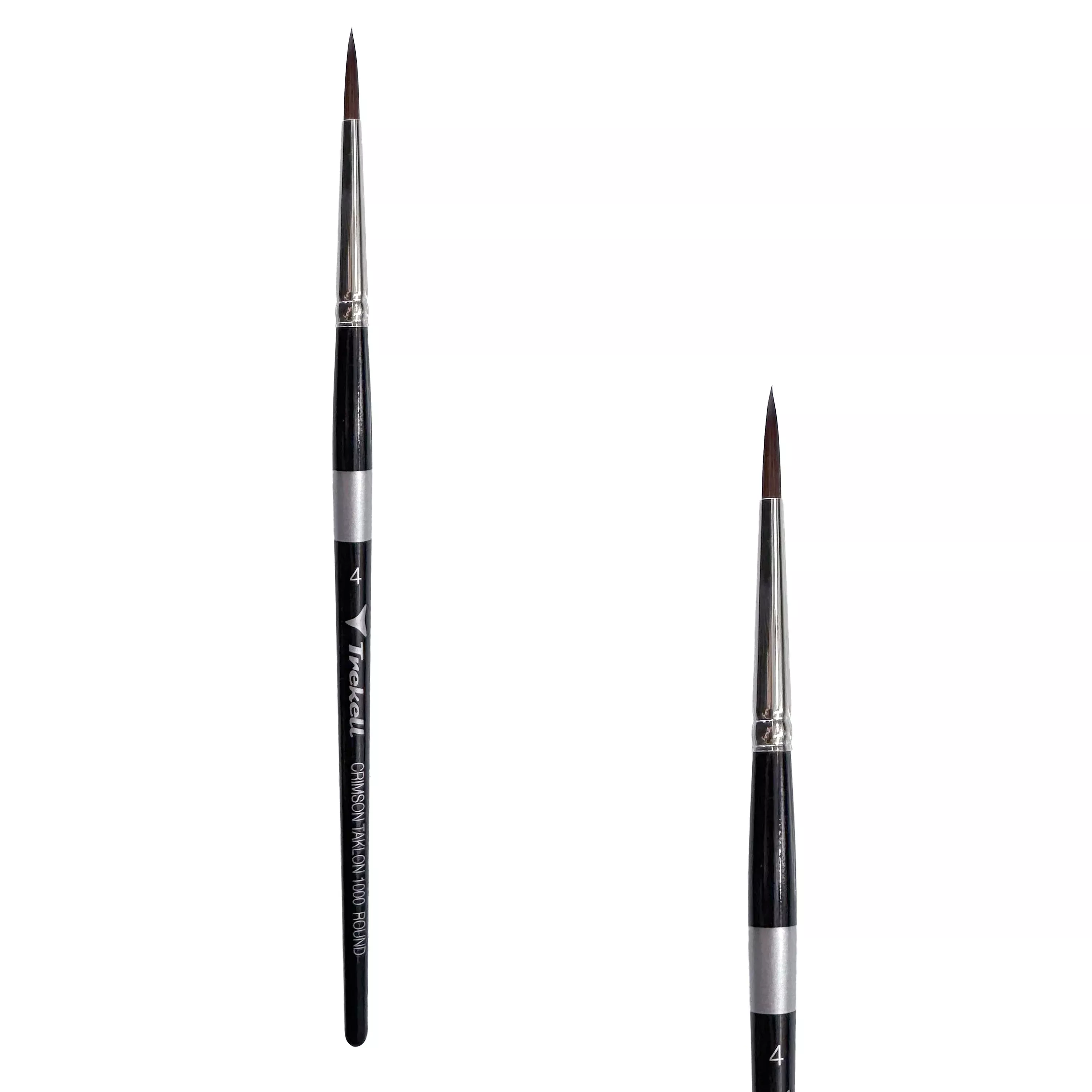 Trekell Crimson Taklon Short Handle Artist Brush - Size #4 Round