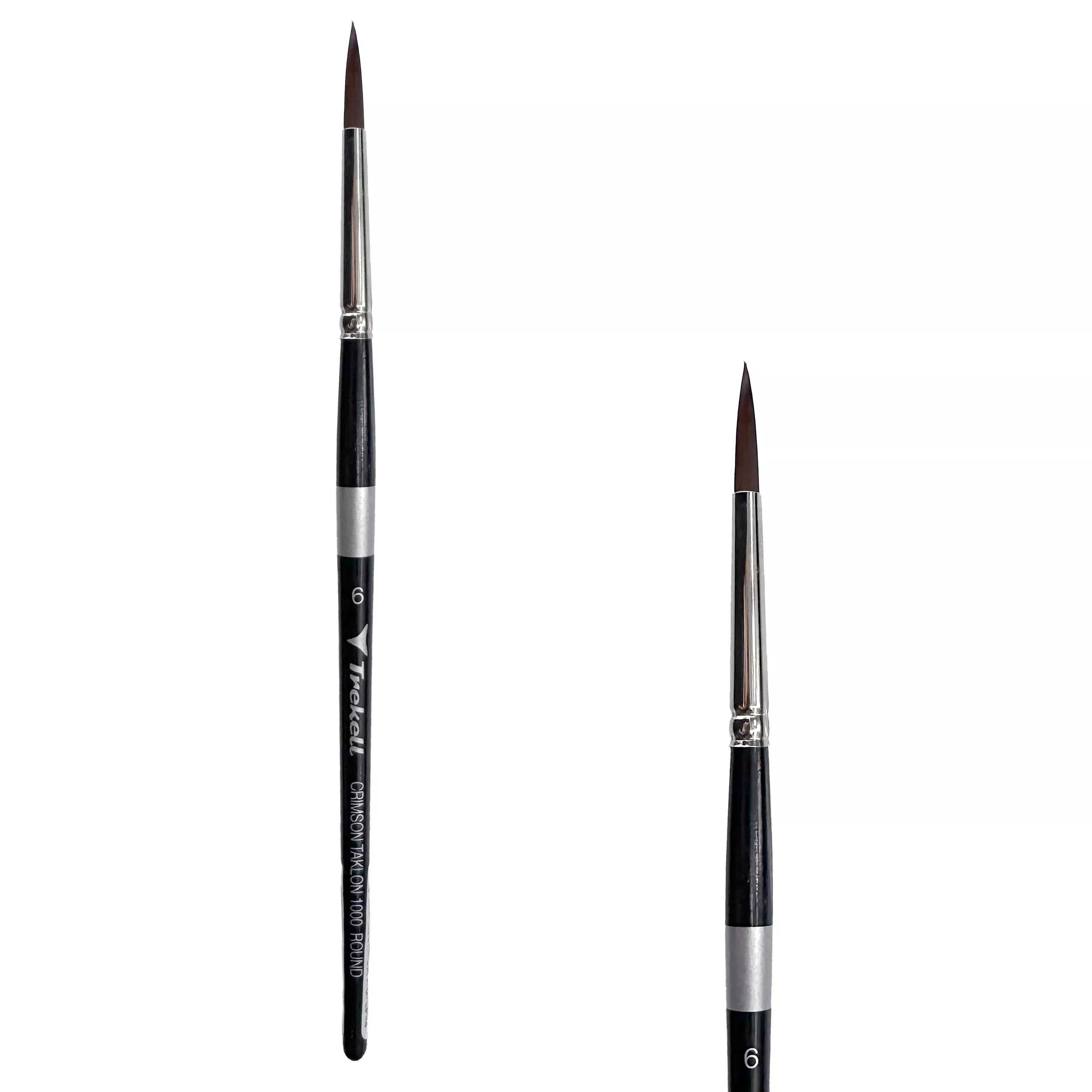 Trekell Crimson Taklon Short Handle Artist Brush - Size #6 Round