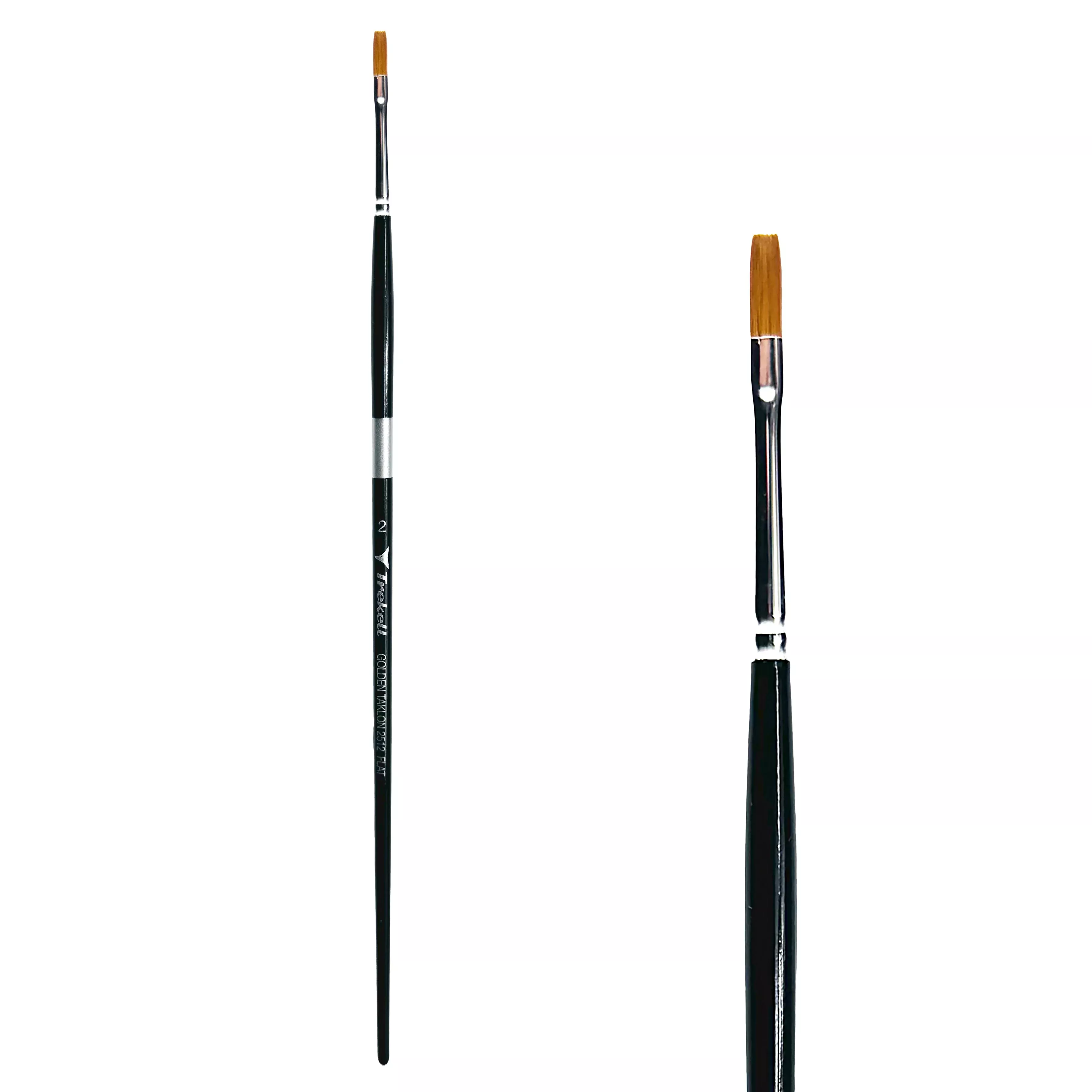 Trekell Golden Taklon Long Handle Artist Brush -Size #2 Flat