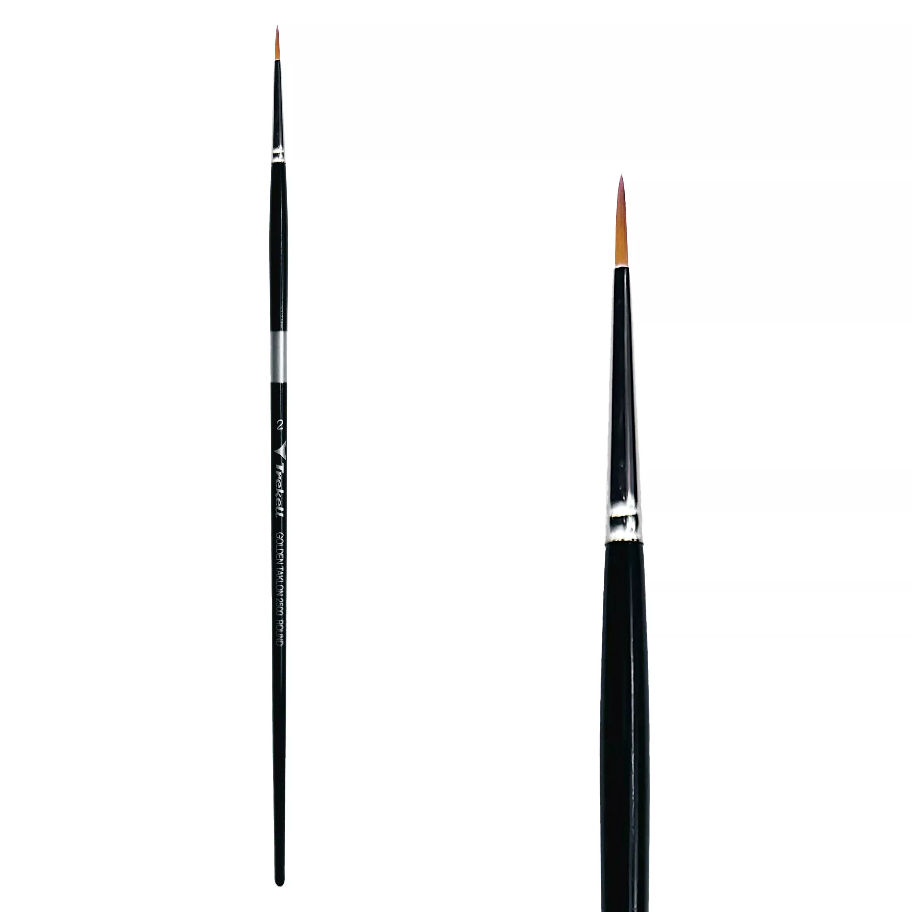 Trekell Golden Taklon Long Handle Artist Brush -Size #2 Round