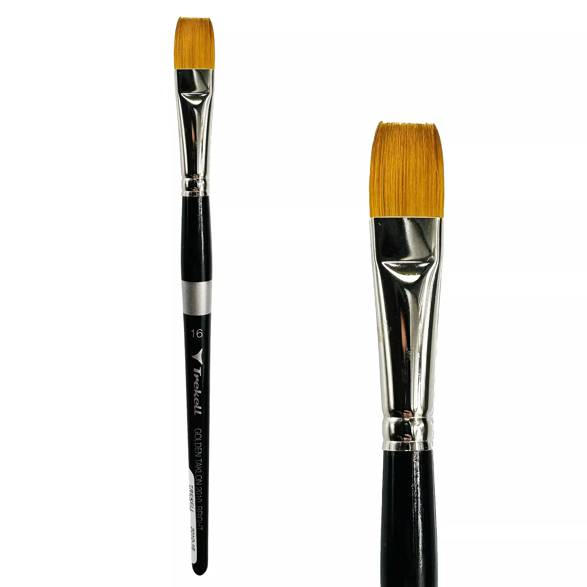 Trekell Golden Taklon Short Handle Artist Brush -Size #16 Bright