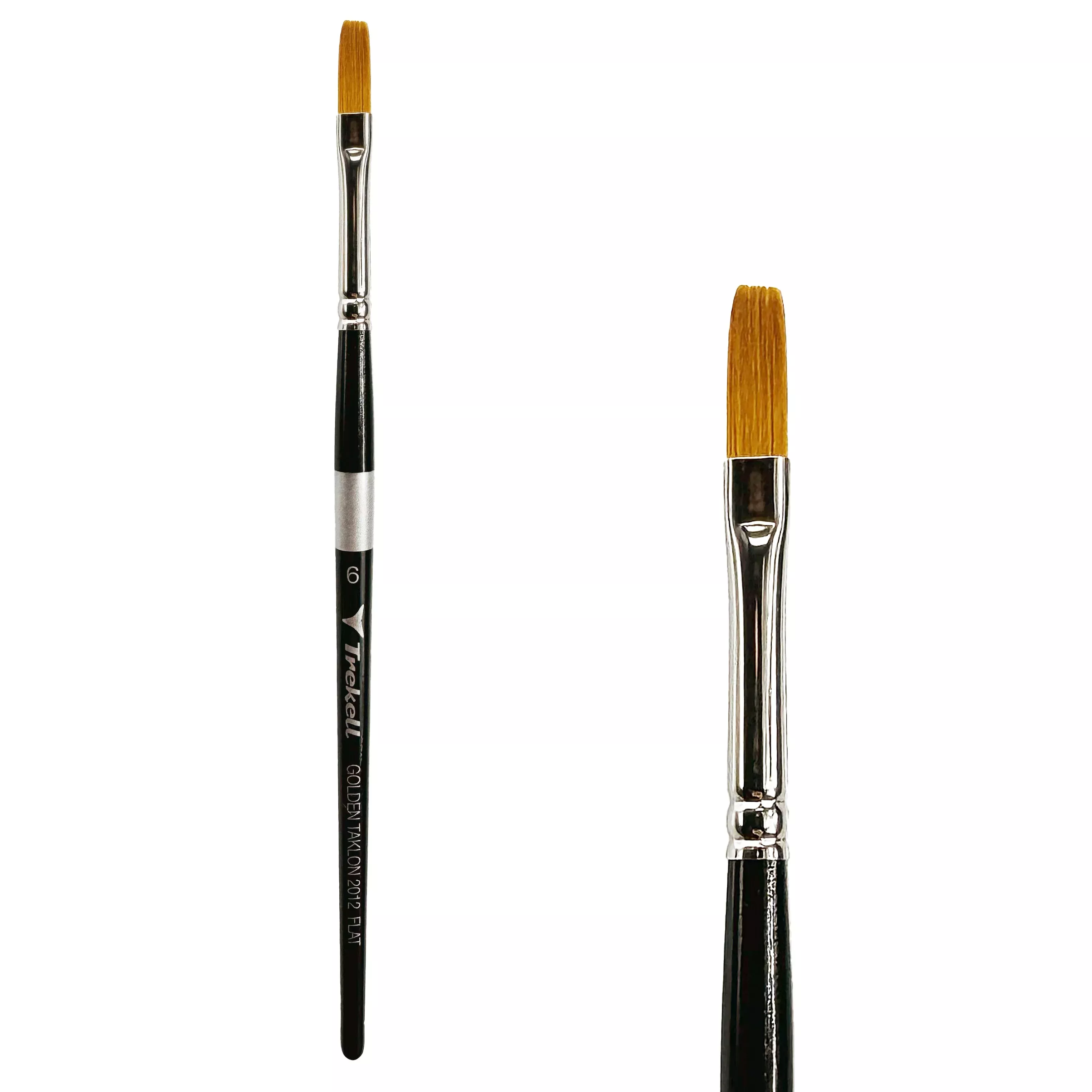 Trekell Golden Taklon Short Handle Artist Brush -Size #6 Flat