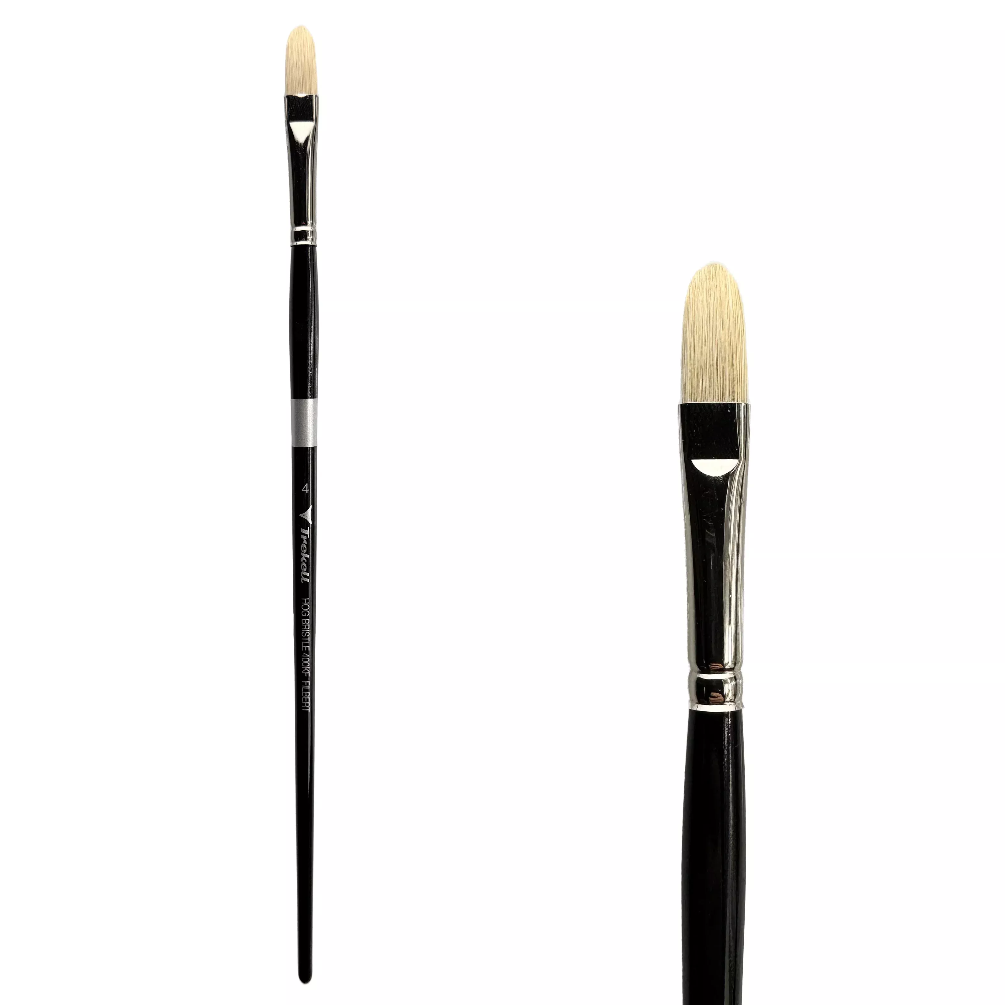 Trekell Hog Bristle Long Handle Artist Brush - Size #4 Filbert