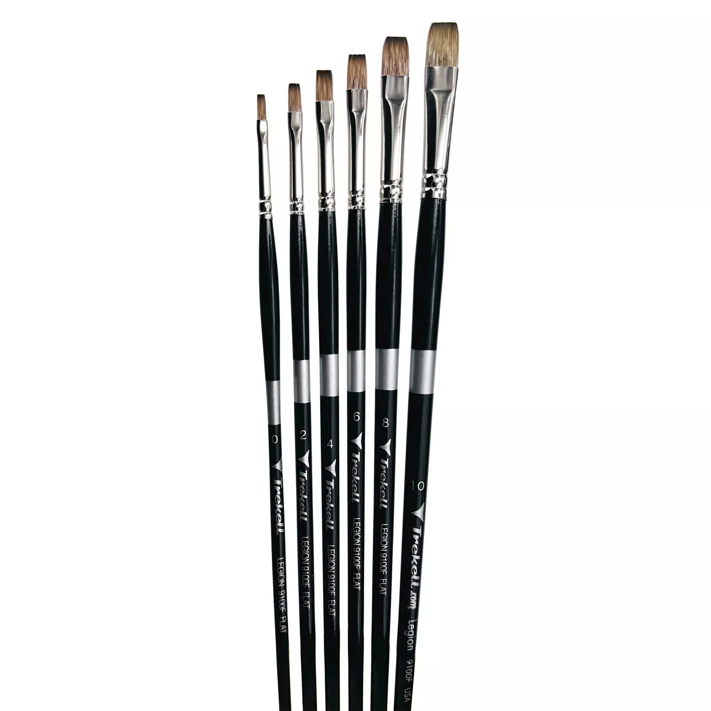 Trekell Legion Synthetic Mongoose Long Handle Artist Brush - Complete Brush Set - Flat