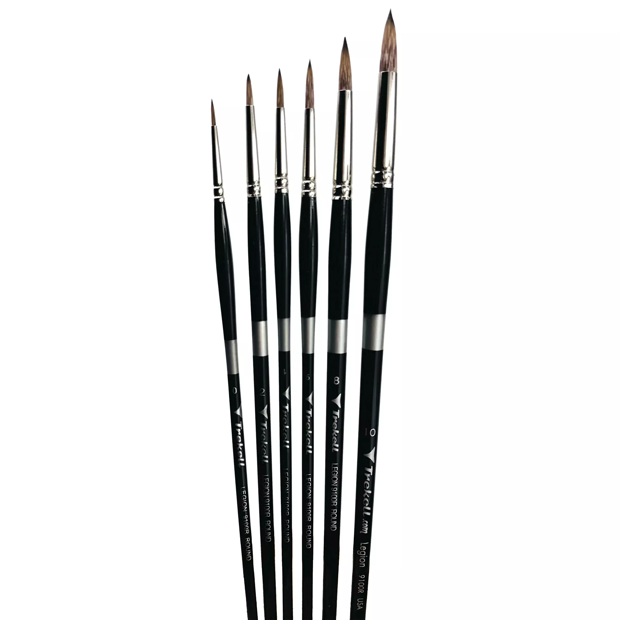 Trekell Legion Synthetic Mongoose Long Handle Artist Brush - Complete Brush Set - Round