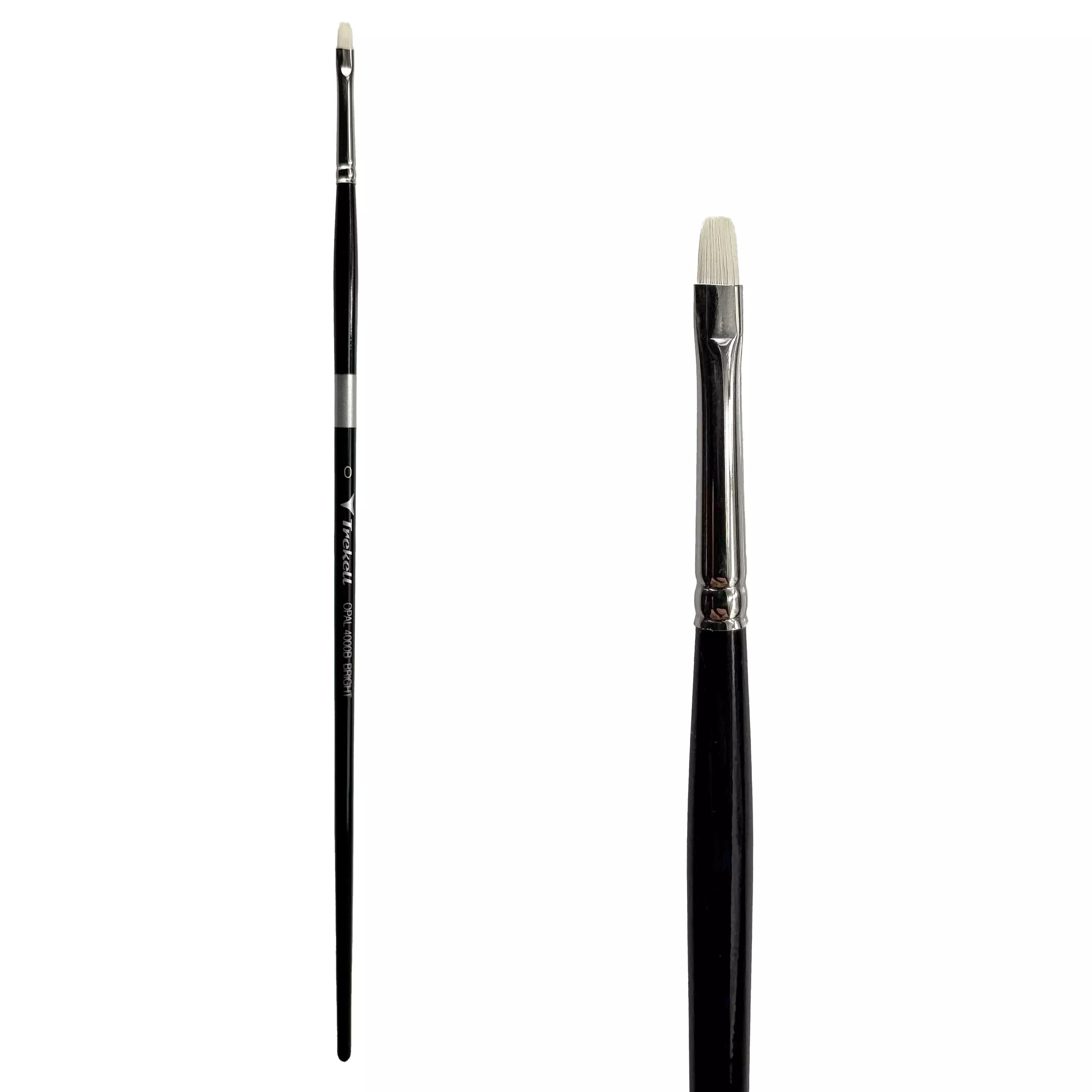 Trekell Opal Synthetic Hog Bristle Long Handle Artist Brush - Size #0 Bright