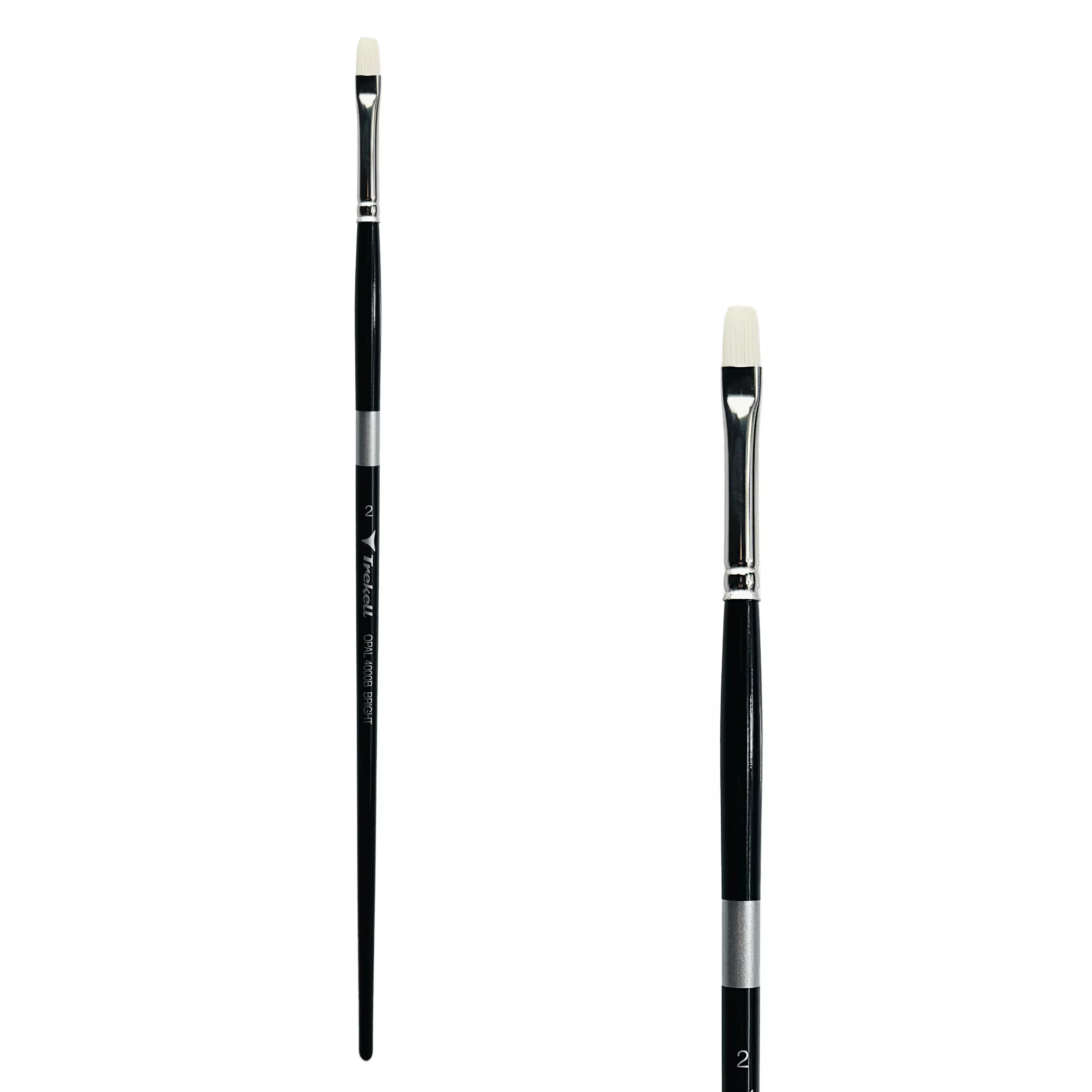 Trekell Opal Synthetic Hog Bristle Long Handle Artist Brush - Size #2 Bright