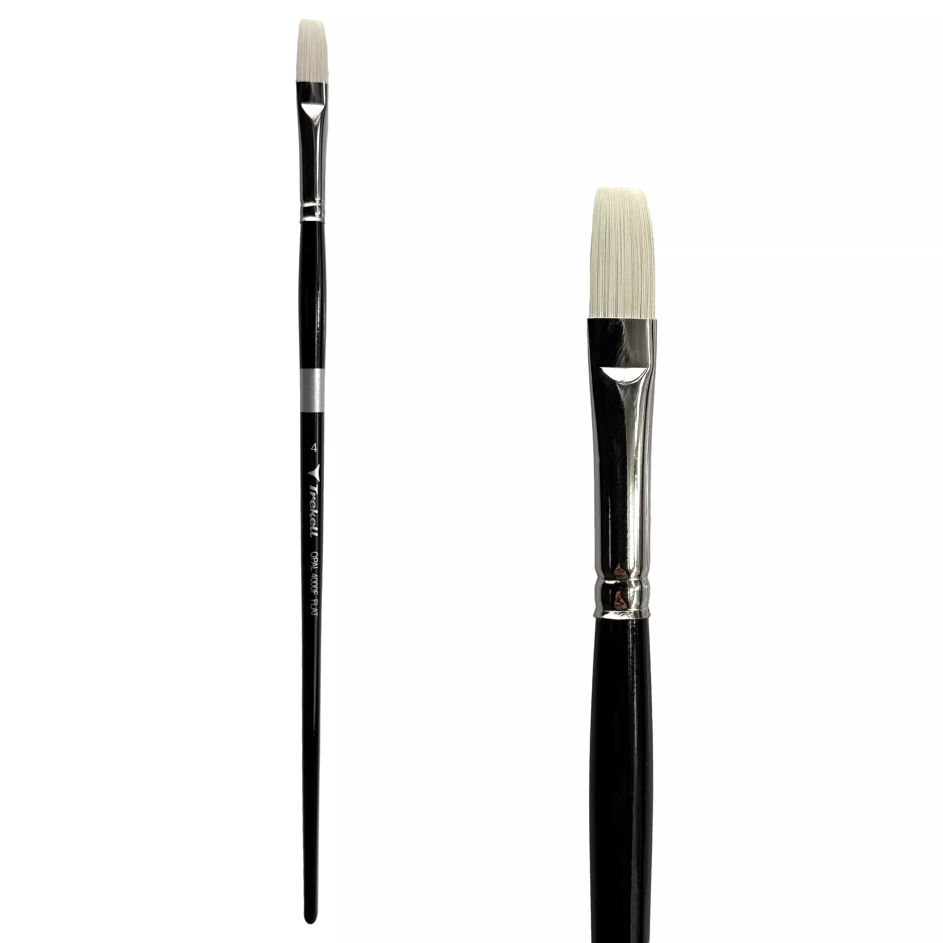 Trekell Opal Synthetic Hog Bristle Long Handle Artist Brush - Size #4 Flat
