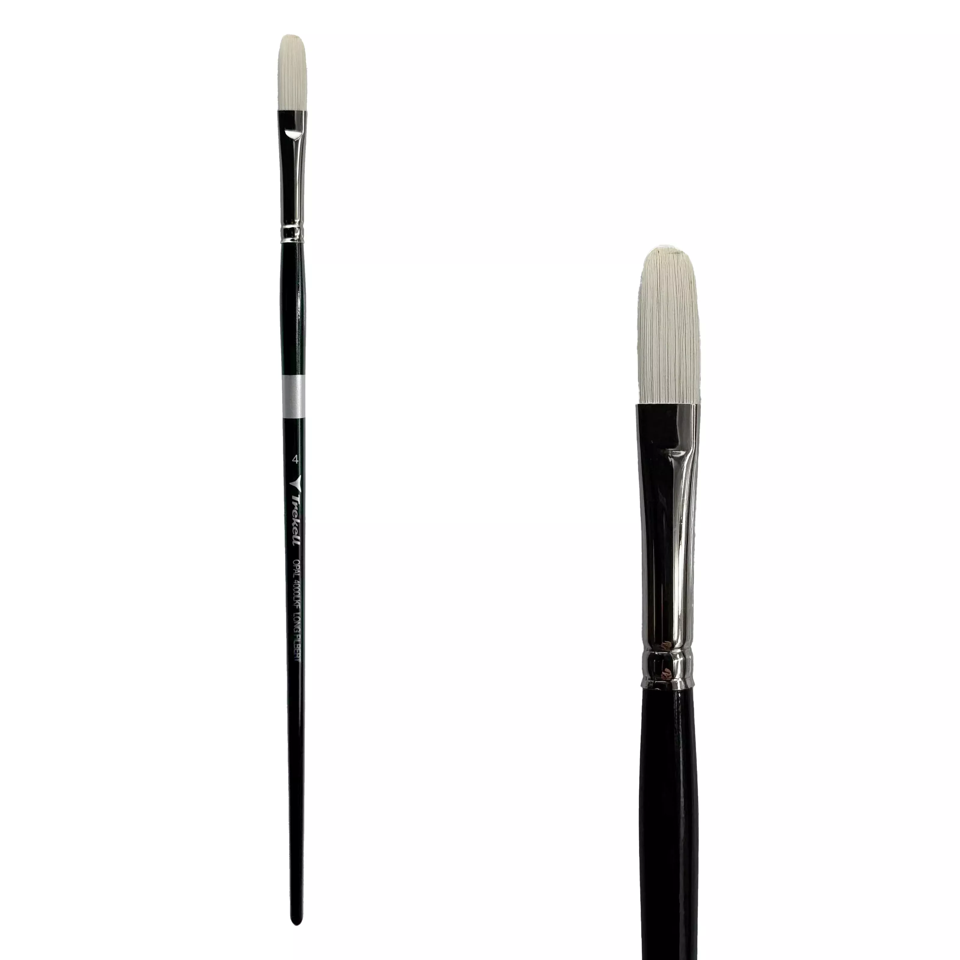 Trekell Opal Synthetic Hog Bristle Long Handle Artist Brush - Size #4 Long Filbert