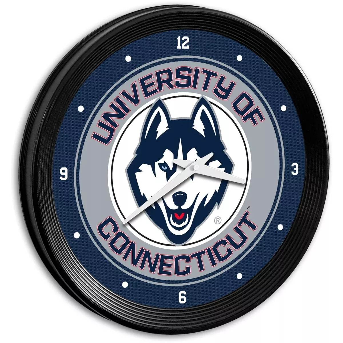 UConn Huskies: Ribbed Frame Wall Clock