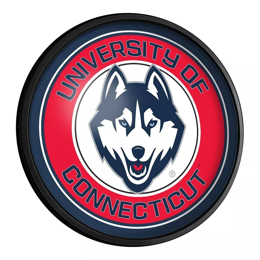 UConn Huskies: Round Slimline Lighted Wall Sign