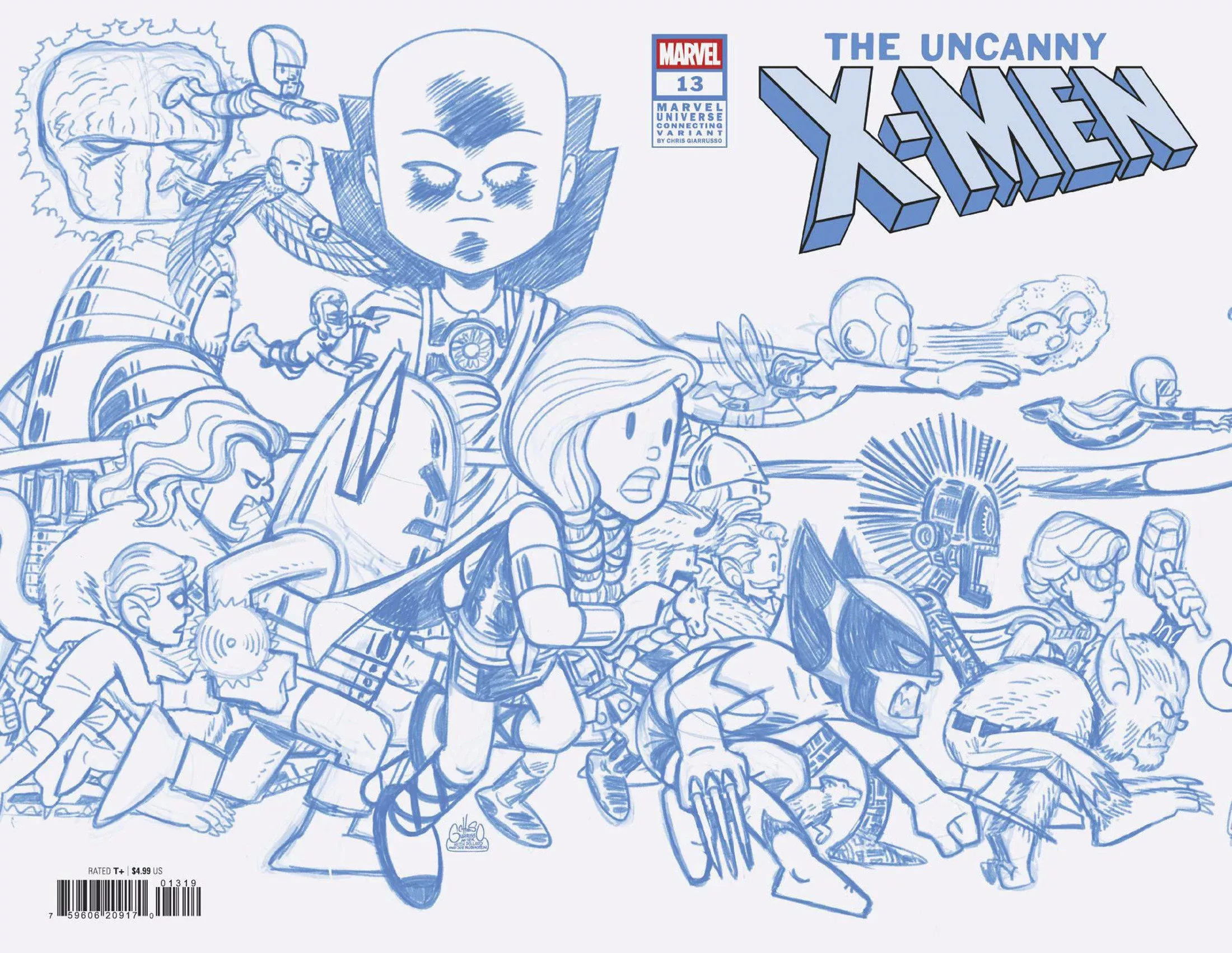 UNCANNY X-MEN #13 CHRIS GIARRUSSO MARVEL UNIVERSE CONNECTING BLUE LINE SKETCH VARIANT N[1:50] CB(04/09/2025)