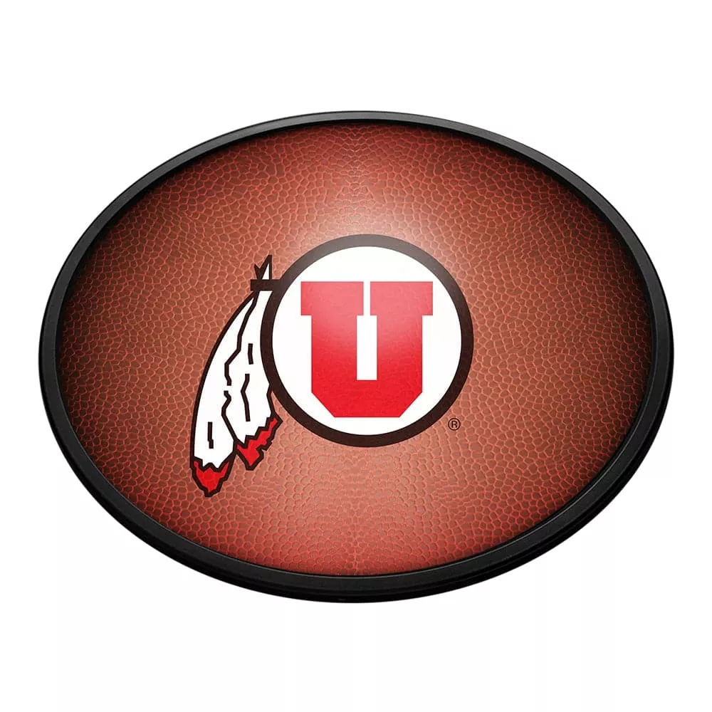 Utah Utes: Pigskin - Oval Slimline Lighted Wall Sign