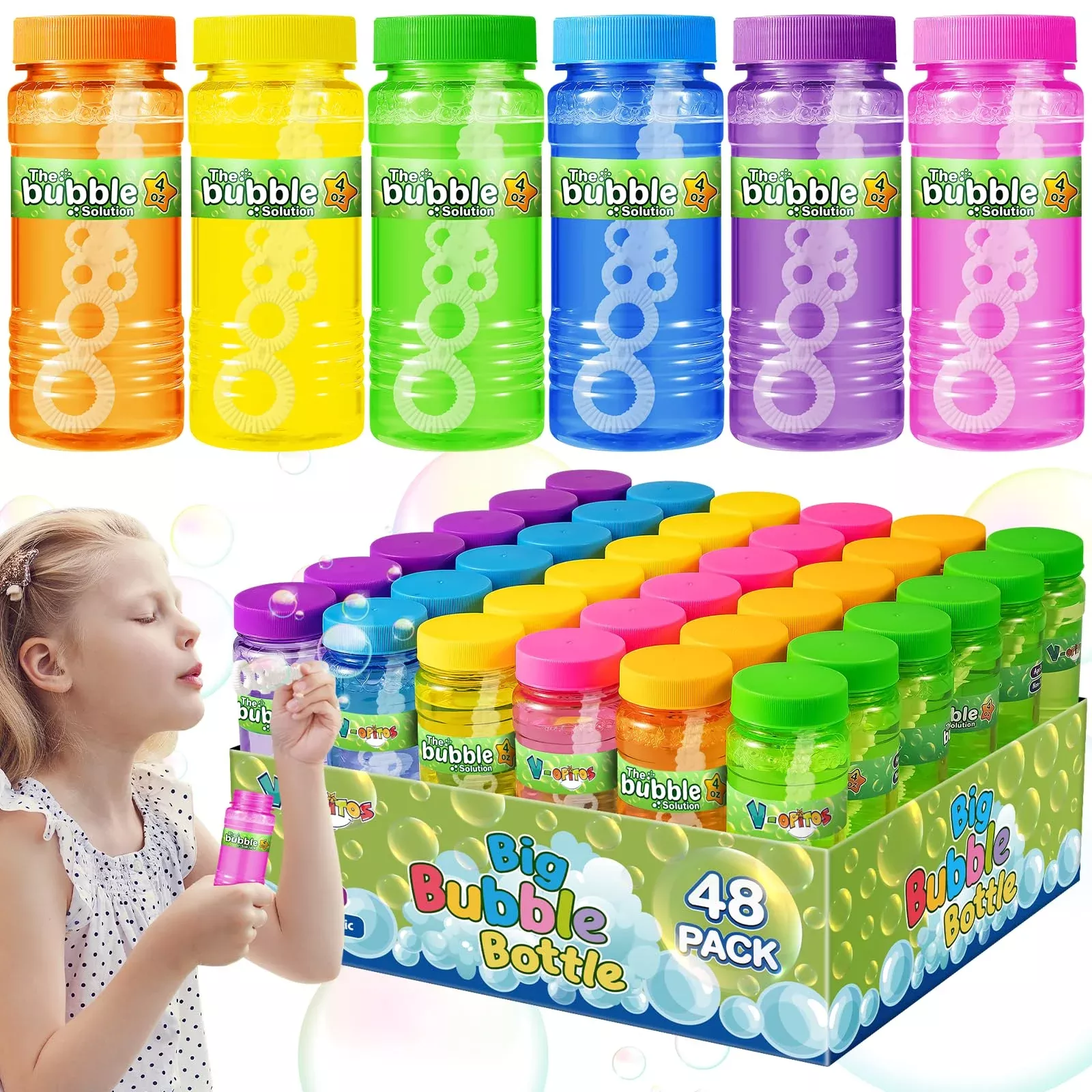 V-Opitos Bubble Solution Party Set, 24 x 4oz Bottles, Summer