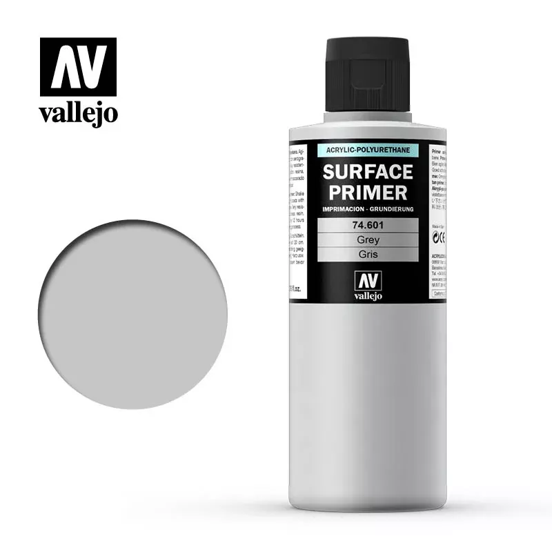 Vallejo 74.601 Grey Waterbased Surface Primer 200ml Bottle
