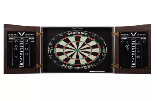 Viper Vault Dartboard Cabinet With Shot King Sisal Dartboard For Sale – Game Room Gorilla