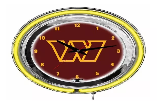 Washington Commanders 14" Neon Clock For Sale – Game Room Gorilla