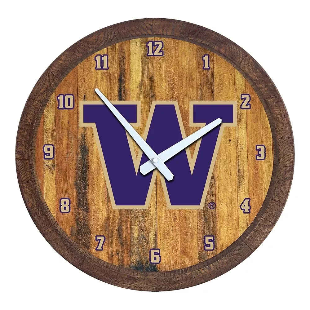 Washington Huskies: Faux Barrel Top Wall Clock