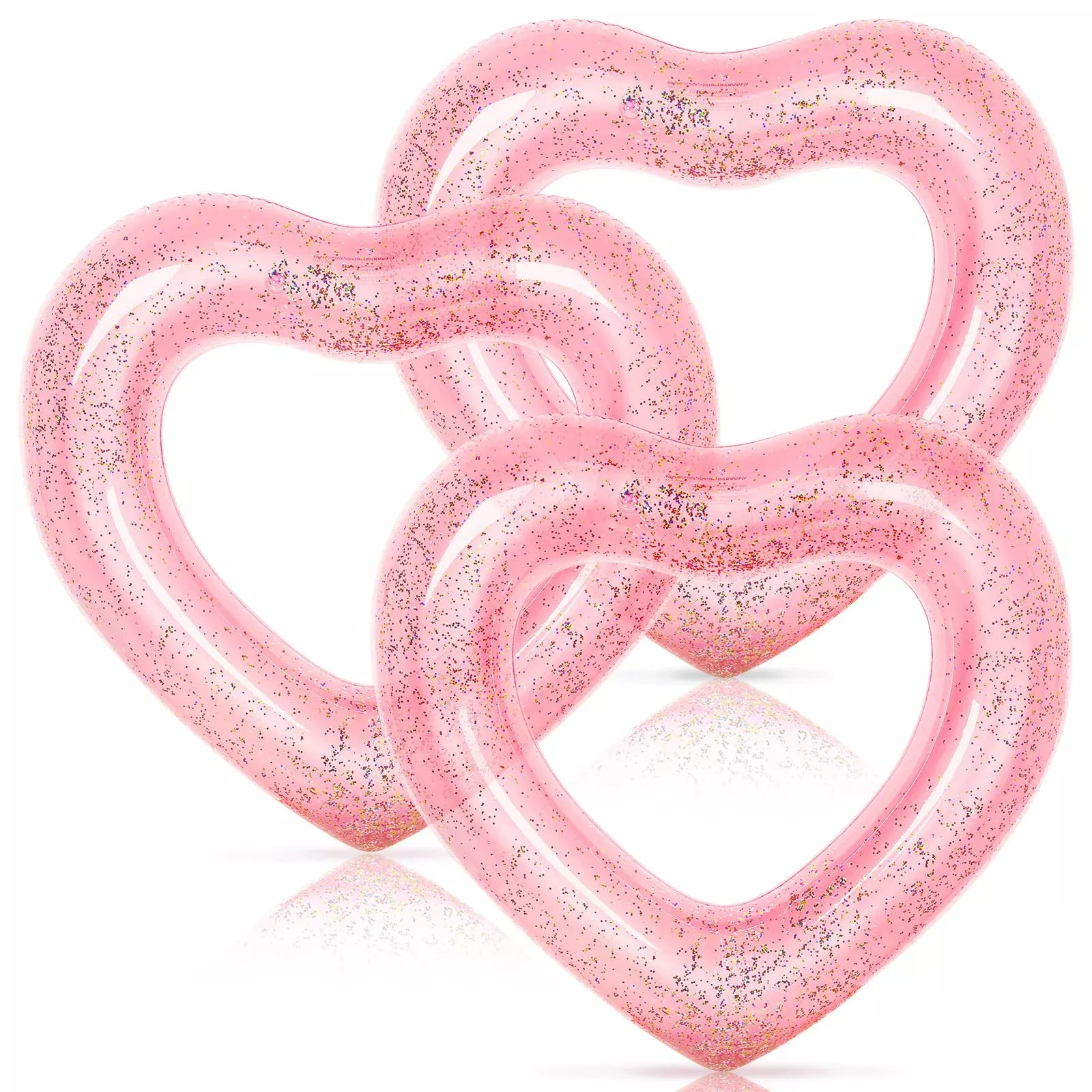 Whaline Inflatable Heart Pool Float 120x100cm Glitter Rose Gold 3pcs