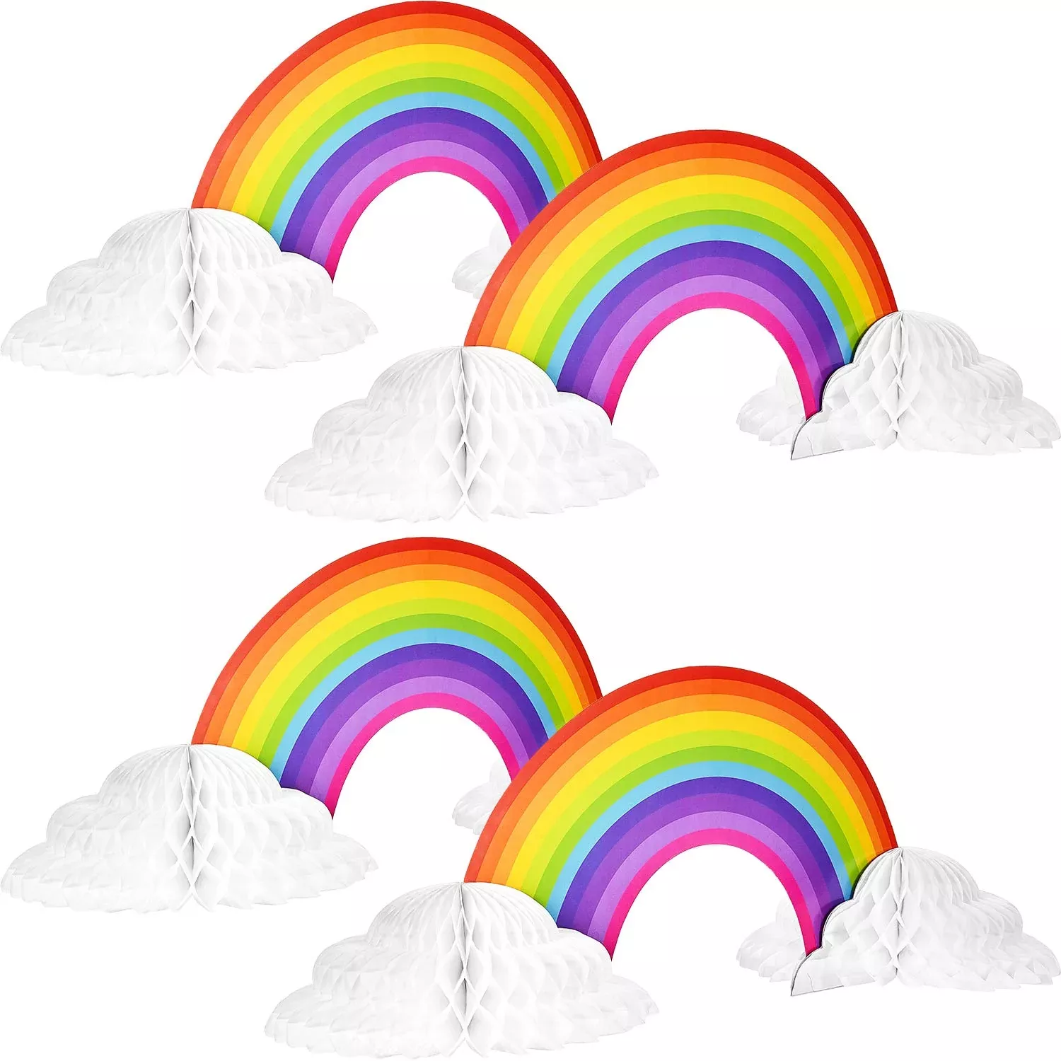 WILLBOND Rainbow Honeycomb Centerpiece, 18x8 inches, White,
