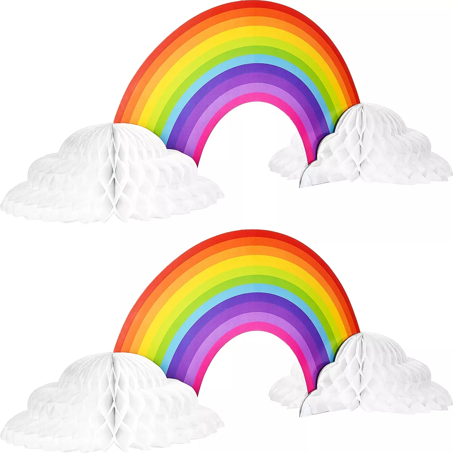 WILLBOND Rainbow Honeycomb Centerpiece for Party, 18x8 inches, White