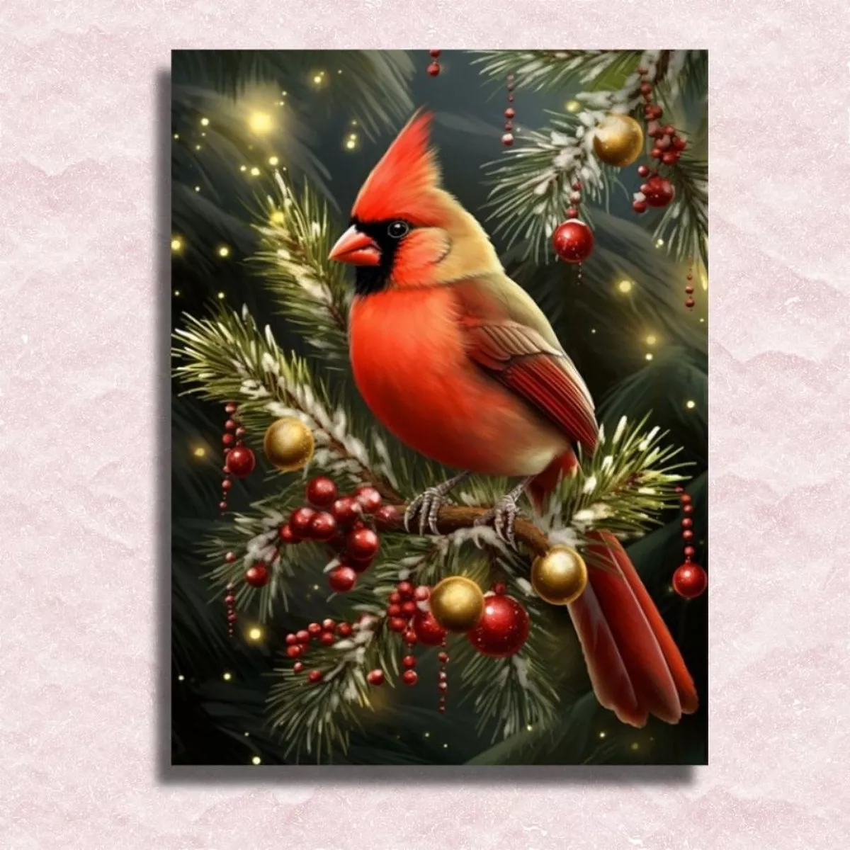Winter Cardinal Perch - Paint by Numbers