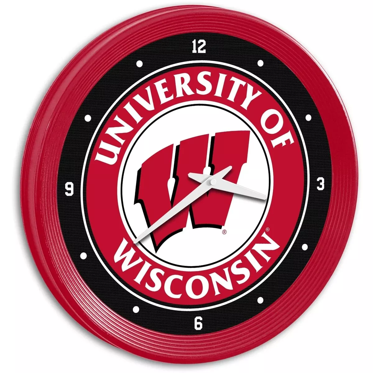 Wisconsin Badgers: Ribbed Frame Wall Clock