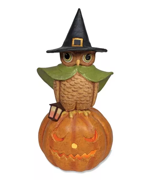 Witchy Owl On Pumpkin Large Paper Mache