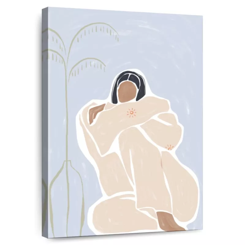 Woman Cuddle Herself Print Wall Art