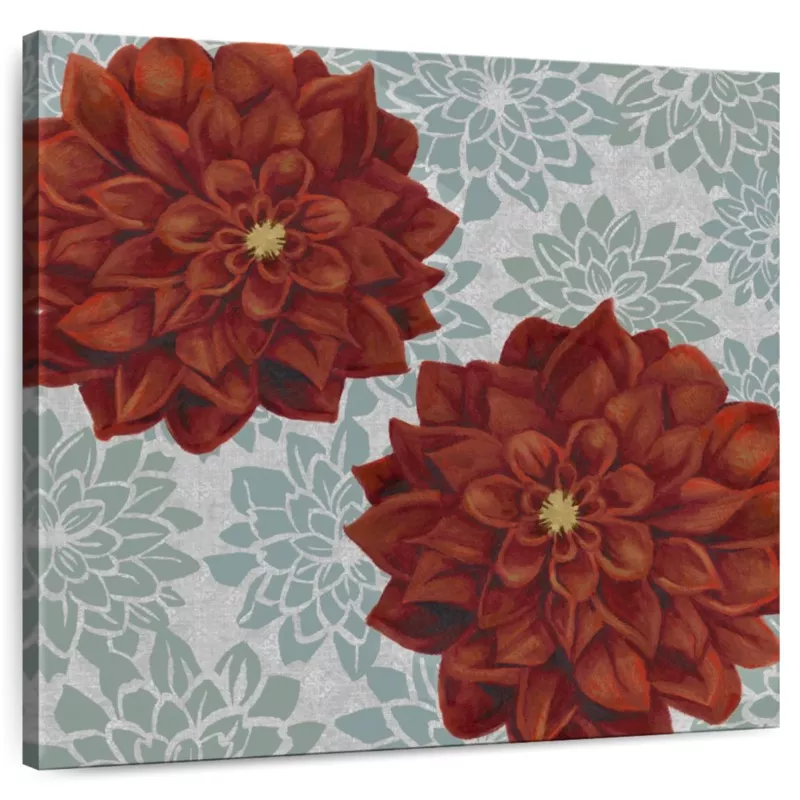 Woodblock Dahlias II Wall Art