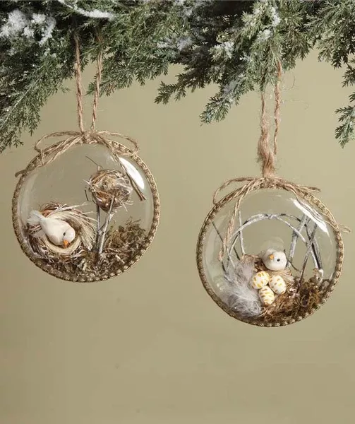 Woodland Birds Nest Disc Ornaments