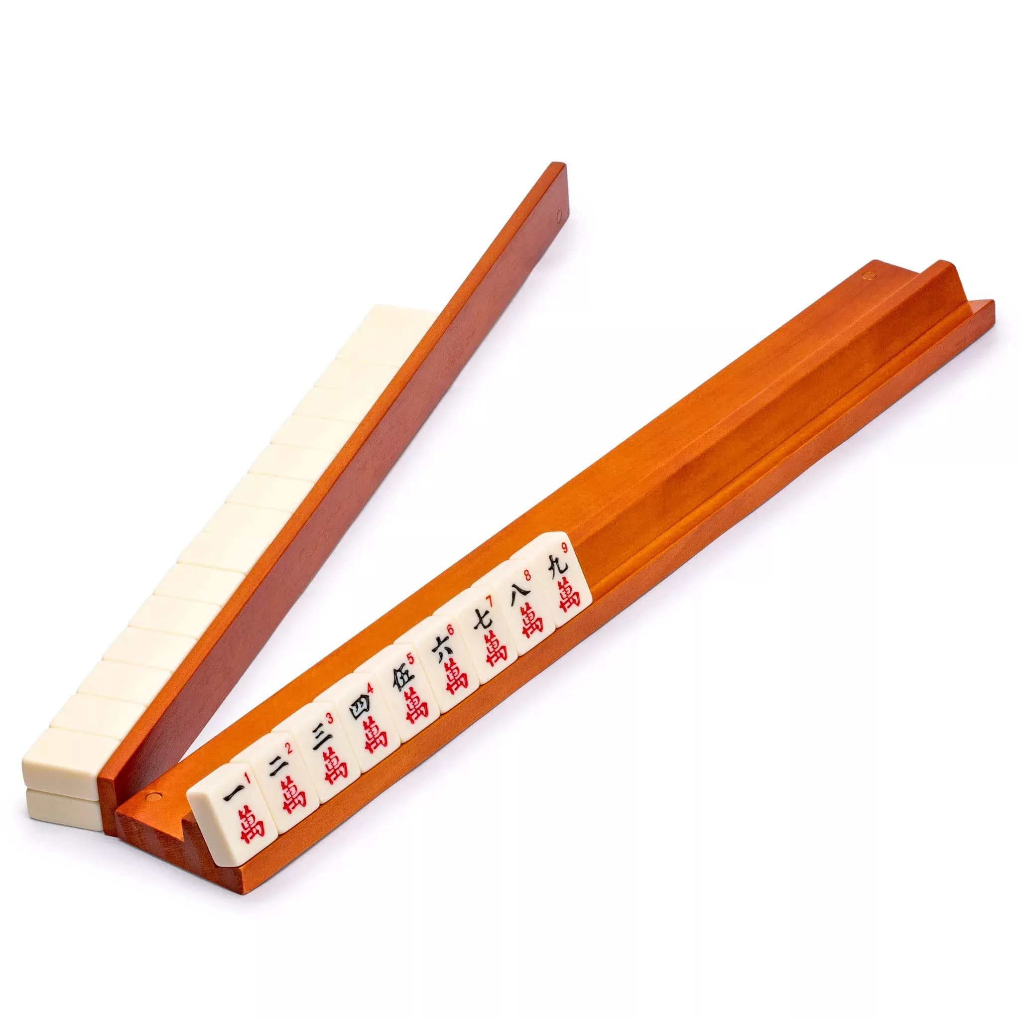 Yellow Mountain Imports Mahjong Racks with Pushers, Dark Pine, 18.2"