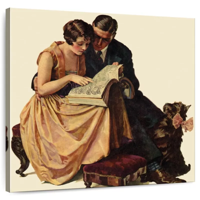 Young Couple Looking At A Catalogue Wall Art