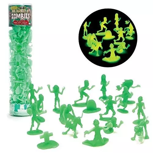 Zombie Action Figures - 100 Glow In The Dark Figurines With 14 Unique Sculpts - Includes Zombies, Pets, Gravestones, And Humans - Encourages Imaginative Play, Great Party Favor Or Gift For Kids